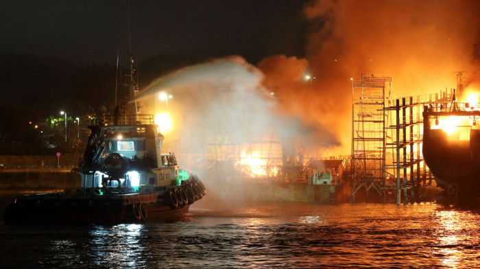 Požar u Marini Kaštela kod Splita, gore brodovi