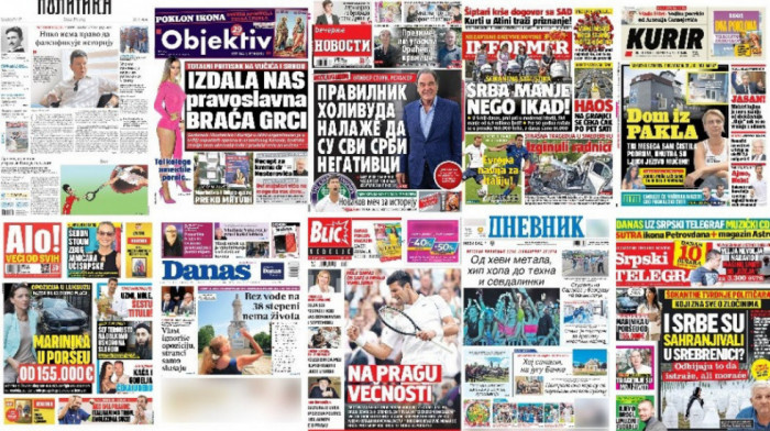 Naslovne strane dnevne štampe za nedelju, 11. jul