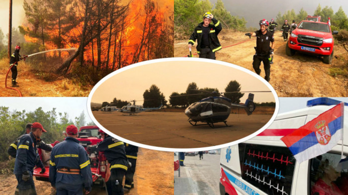 Grčki mediji pohvalili način na koji srpski vatrogasci obuzdavaju vatrenu stihiju na Eviji