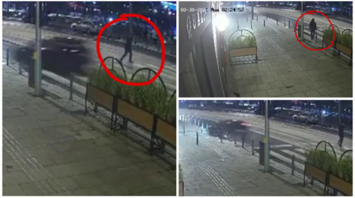Neverovatan snimak iz Beograda: Pešak "za dlaku" izbegao automobil koji je projurio pored njega i prevrnuo se na krov