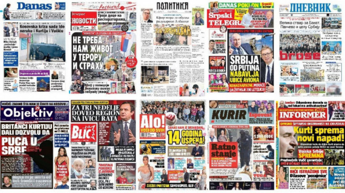 Naslovne strane dnevne štampe za petak, 15. oktobar