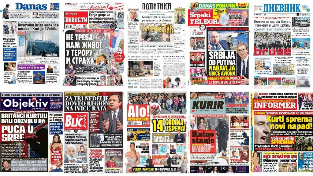 Naslovne strane dnevne štampe za petak, 15. oktobar