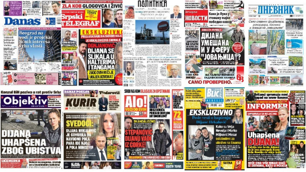 Naslovne strane dnevne štampe za nedelju, 17. oktobar