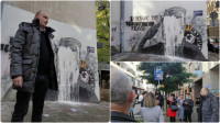 Bačena bela farba preko murala Ratka Mladića u Njegoševoj, grupa muškaraca s kapuljačama došla da ga očisti (VIDEO)