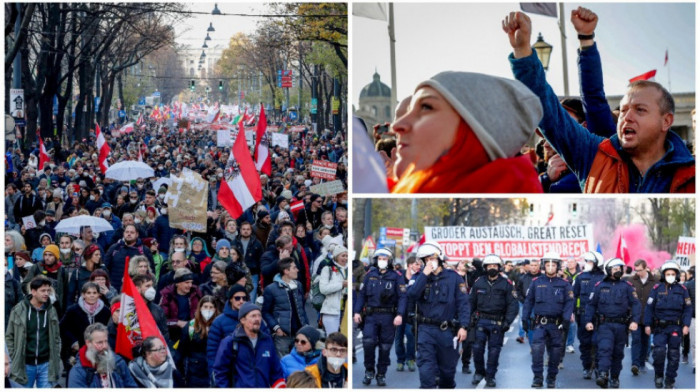 Protest protiv kovid mera u Beču: U centru grada kao u košnici, na ulicama 1.300 policajaca