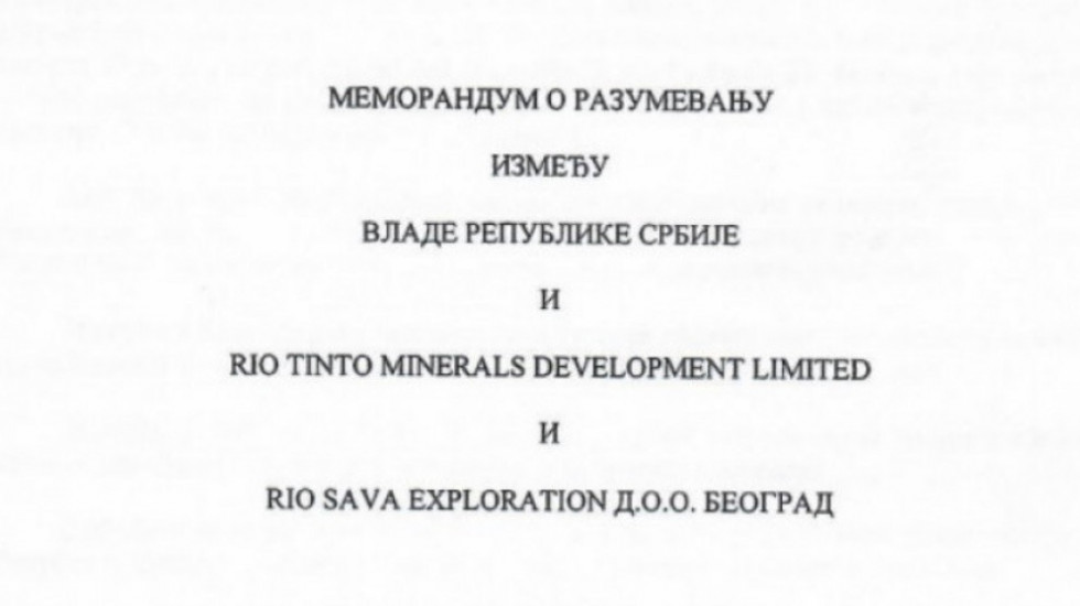 Premijerka Brnabić dostavila redakciji Euronews Srbija Memorandum o razumevanju Vlade Srbije i Rio Tinta iz 2017. godine