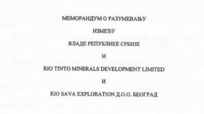 Premijerka Brnabić dostavila redakciji Euronews Srbija Memorandum o razumevanju Vlade Srbije i Rio Tinta iz 2017. godine