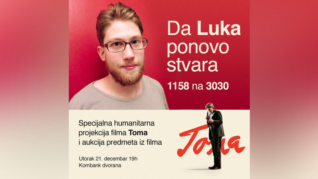 Humanitarna projekcija "Tome": Aukcija predmeta iz filma za pomoć dramaturgu i scenaristi Luki Kurjačkom