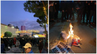 Protest u Tirani protiv Otvorenog Balkana i posete Vučića: Grupe mladića skidale i palile srpske zastave