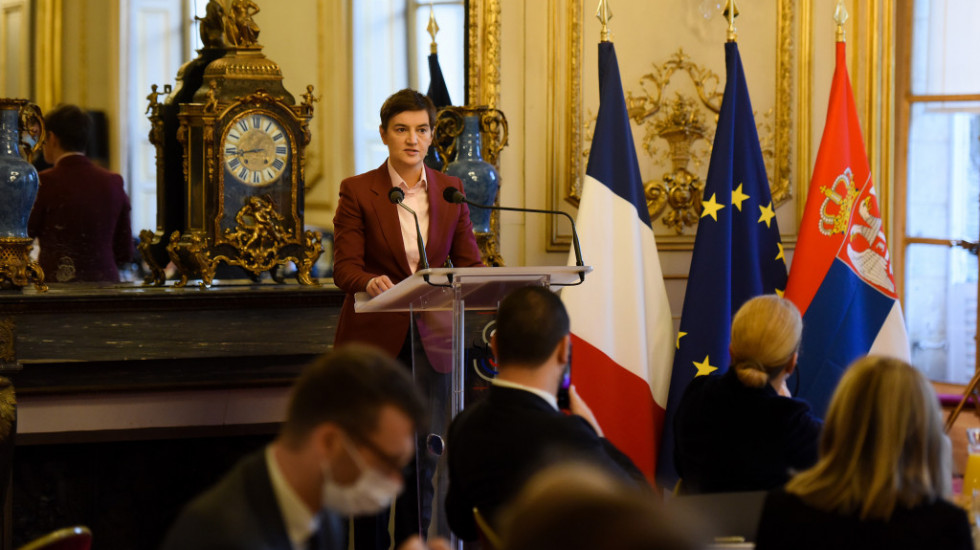 Brnabić u Parizu: Nadam se otvaranju klastera 3 tokom francuskog predsedavanja Unijom