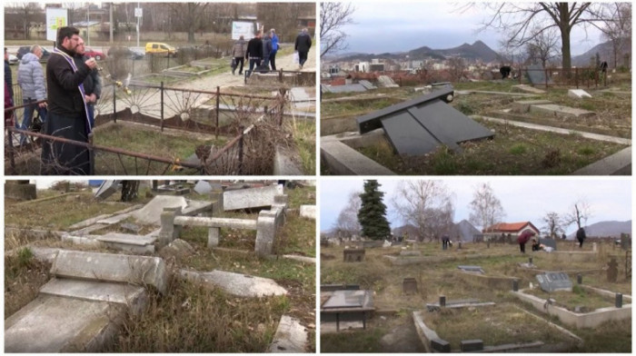 Srbi obišli groblje u južnom delu Kosovske Mitrovice, najveći broj spomenika uništen