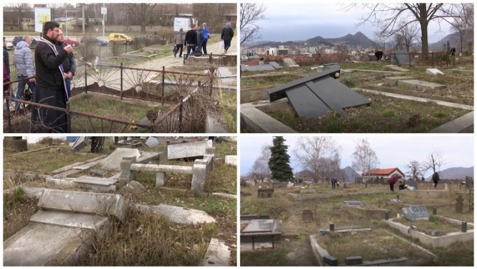 Srbi obišli groblje u južnom delu Kosovske Mitrovice, najveći broj spomenika uništen