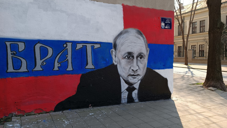 Mural s likom Vladimira Putina na Vračaru