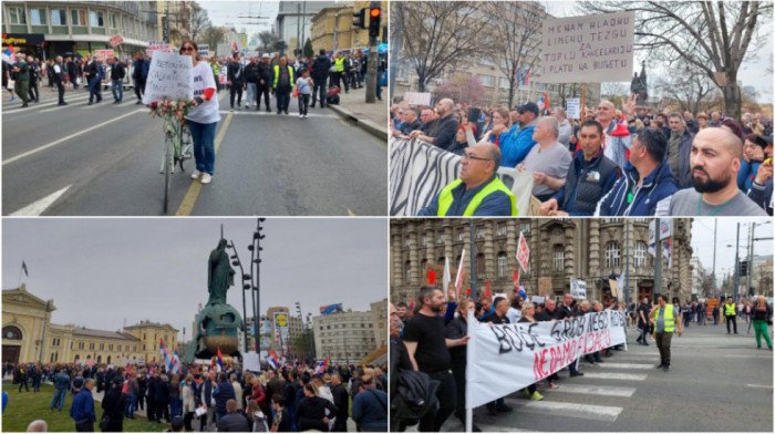 Protest pijačnih radnika u Beogradu: Okupljeni stigli do Predsedništva, nakratko blokiran saobraćaj na Slaviji