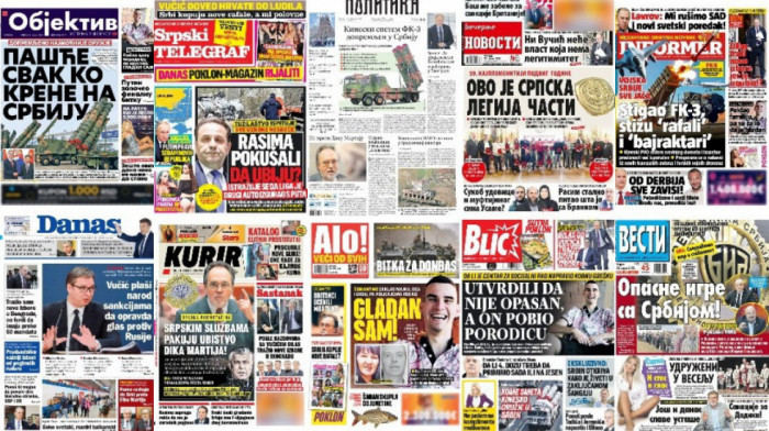 Naslovne strane dnevne štampe za utorak, 12. april