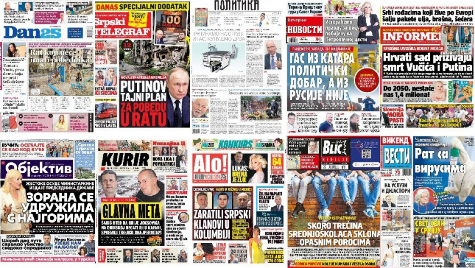 Naslovne strane dnevne štampe za nedelju, 5. jun