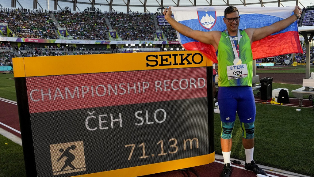 Slovenac Kristjan Čeh uz rekord šampionata osvojio zlato u disku na SP u Oregonu