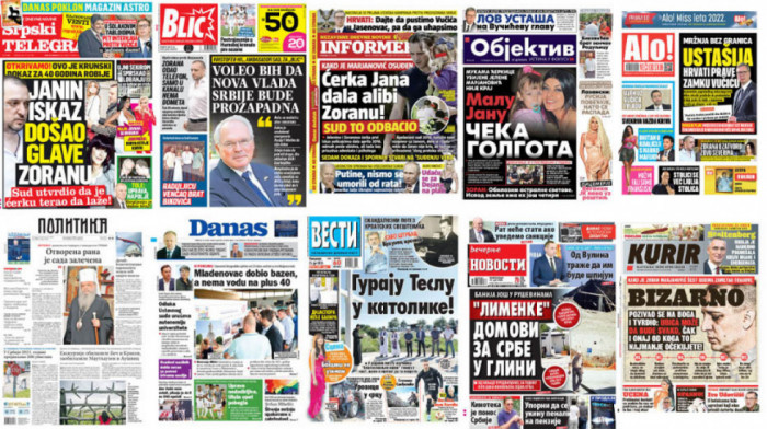 Naslovne strane dnevne štampe za ponedeljak, 25. jul