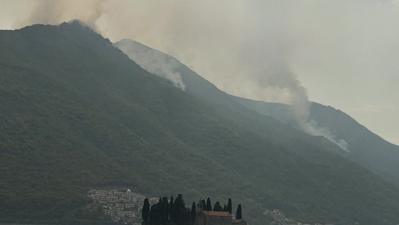 Helikopteri Vojske Crne Gore gase požar kod Perasta, vatra i dalje preti da stigne do kuća