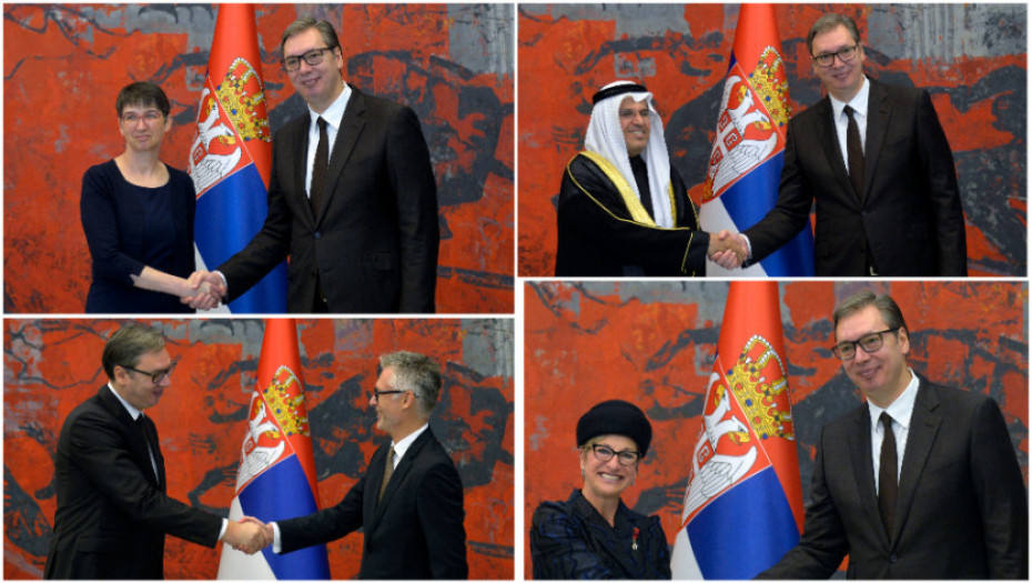 Vučić primio akreditive četvoro novih ambasadora, Austrije, Nemačke, Belgije i Kuvajta
