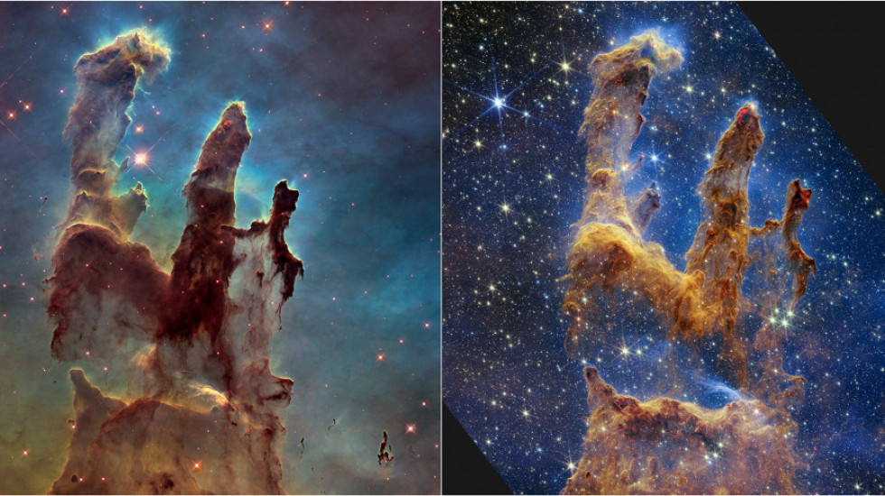 Teleskop "Džejms Veb" još jednom zasenio stari "Habl": Spektakularne fotografije kosmičkih "Stubova stvaranja"