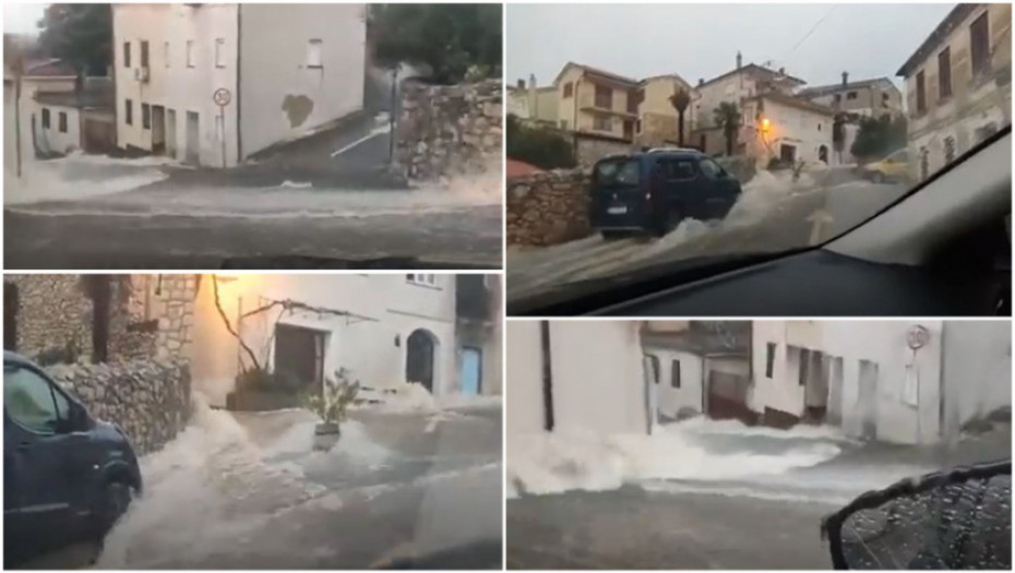 Nevreme pogodilo Hrvatsku - poplavljene ulice, blokiran saobraćaj, bujica nosila sve pred sobom kod Novog Vinodolskog