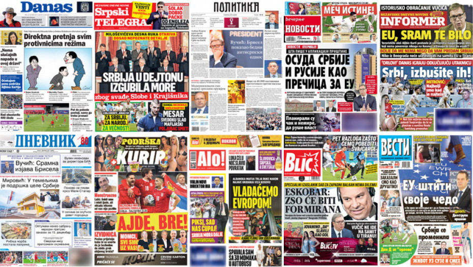 Naslovne strane dnevne štampe za petak, 2. decembar