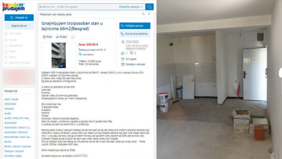Vlasnik nudi stan u Jajincima za 500 evra, ali uz jedan uslov: Budući podstanar mora da uloži 2.000 evra da ga završi