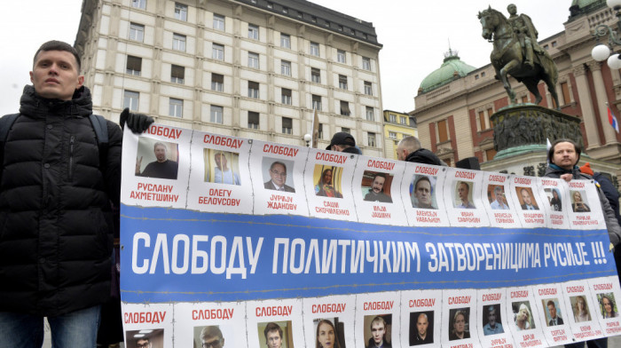 Protest Ruskog demokratskog društva u Beogradu: “Moja Rusija je u zatvoru - sloboda svim političkim zatvorenicima”