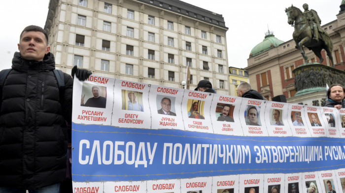 Protest Ruskog demokratskog društva u Beogradu: “Moja Rusija je u zatvoru - sloboda svim političkim zatvorenicima”