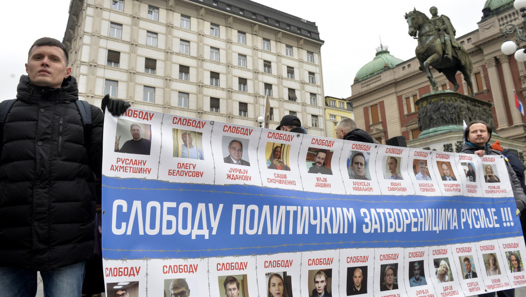 Protest Ruskog demokratskog društva u Beogradu: “Moja Rusija je u zatvoru - sloboda svim političkim zatvorenicima”
