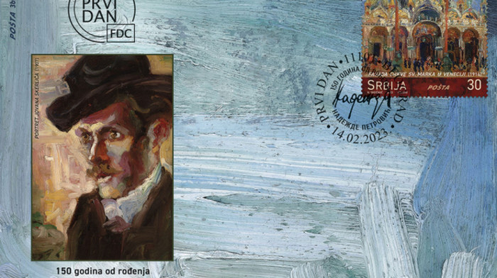 Poštanske marke sa motivima slika Nadežde Petrović u čast 150 godišnjice rođenja velike umetnice