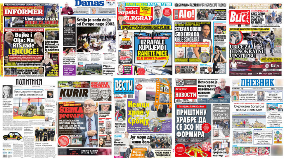 Naslovne strane dnevne štampe za ponedeljak, 13. mart