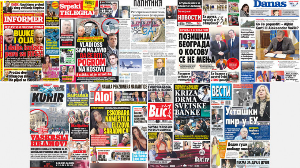 Naslovne strane dnevne štampe za četvrtak, 16. mart