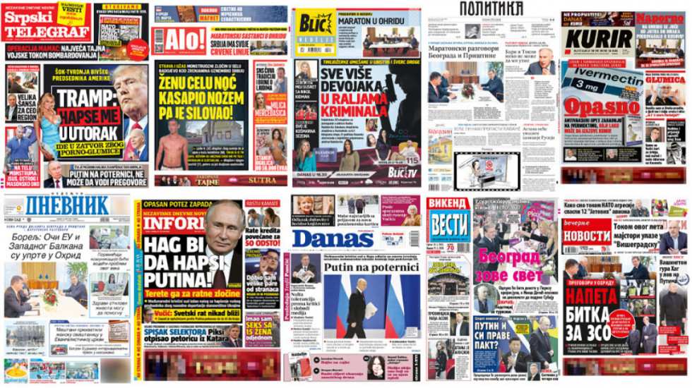 Naslovne strane dnevne štampe za nedelju, 19. mart