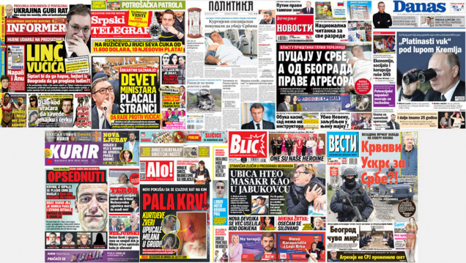 Naslovne strane dnevne štampe za sredu, 12. april