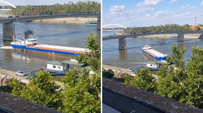 Teretna barža u Novom Sadu udarila u stub mosta, saobraćaj obustavljen