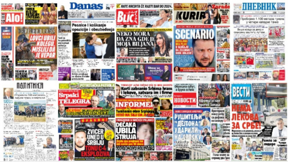 Naslovne strane dnevne štampe za sredu, 2. avgust