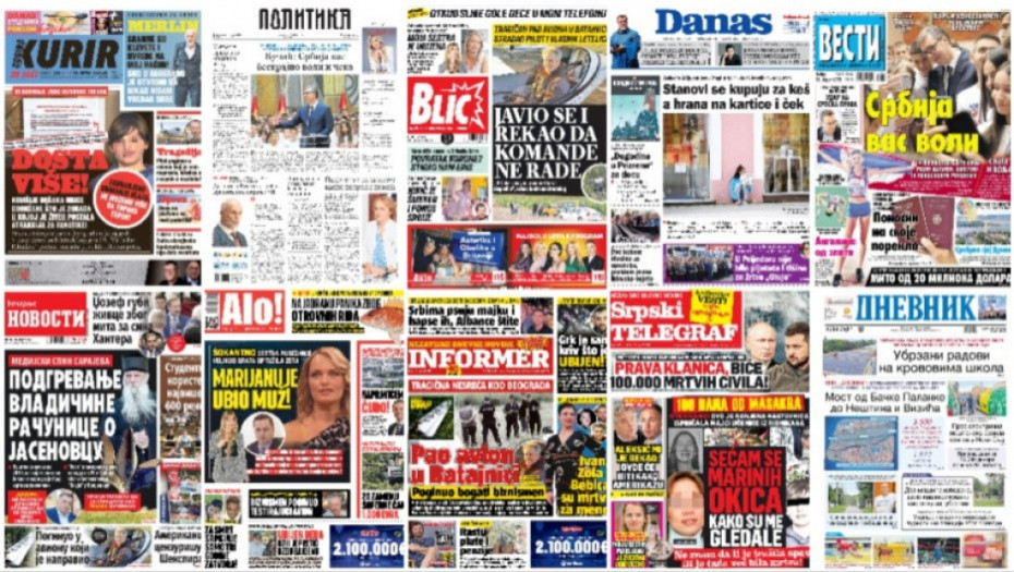 Naslovne strane dnevne štampe za petak, 11. avgust