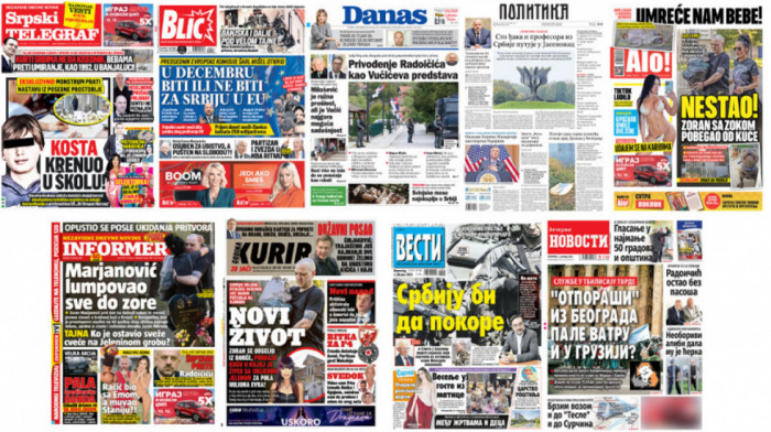 Naslovne strane dnevne štampe za četvrtak, 5. oktobar