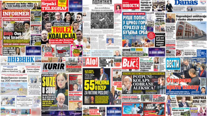 Naslovne strane dnevne štampe za petak, 20. oktobar
