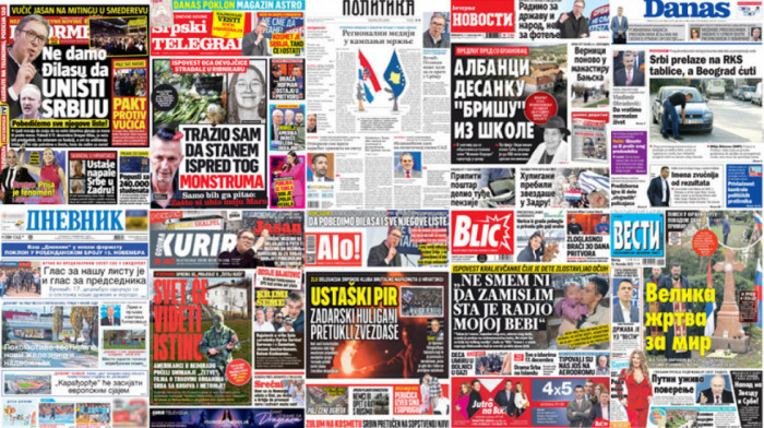 Naslovne strane dnevne štampe za ponedeljak, 13. novembar