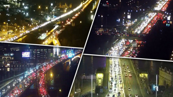 Velike saobraćajne gužve u Beogradu, kolone vozila na mostovima
