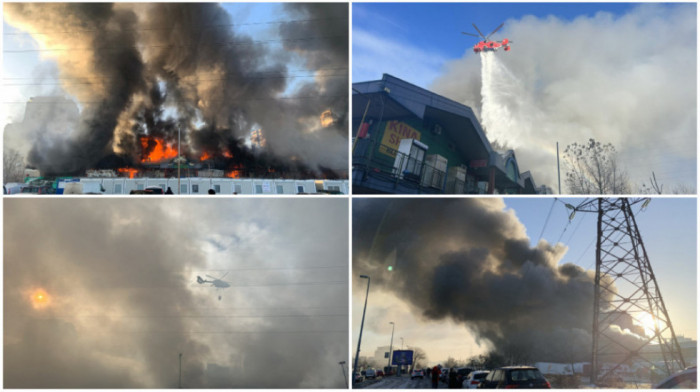 Lokalizovan požar u Bloku 70: Vatrena stihija "progutala" Kineski tržni centar, u gašenju učestvovali i helikopteri