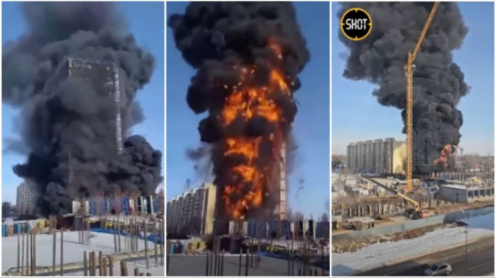 Zapalilo se soliter u Rusiji: Neboder izgoreo za 20 sekundi, požar izazvao bitumen (VIDEO)