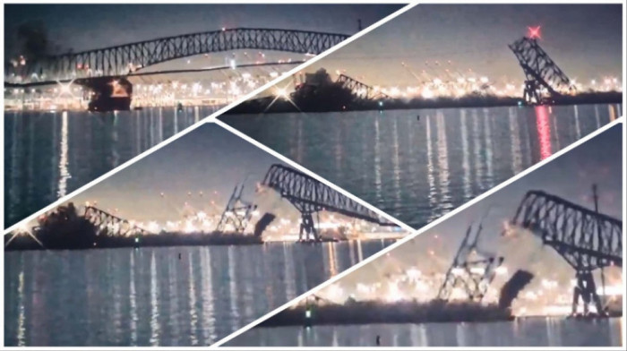 Srušio se most u Baltimoru nakon što je u njega udario teretni brod, spasioci tragaju za nekoliko ljudi