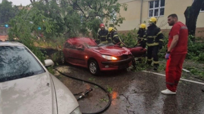 Posledica nevremena u Srbiji: U Somboru ženska osoba stradala kada je drvo palo na vozilo kojim je upravljala