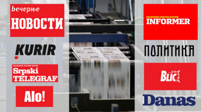 Naslovne strane dnevne štampe za subotu, 12. april