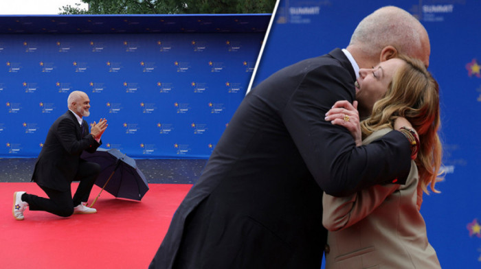 Edi Rama kleknuo, a Meloni mu pošla u zagrljaj: Neobičan doček za italijansku premijerku u Tirani