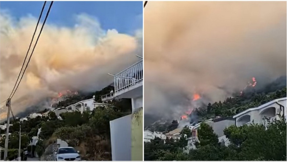 Izbio požar u hrvatskom letovalištu: Turisti se evakuišu, vatra se širi u smeru kuća (VIDEO)